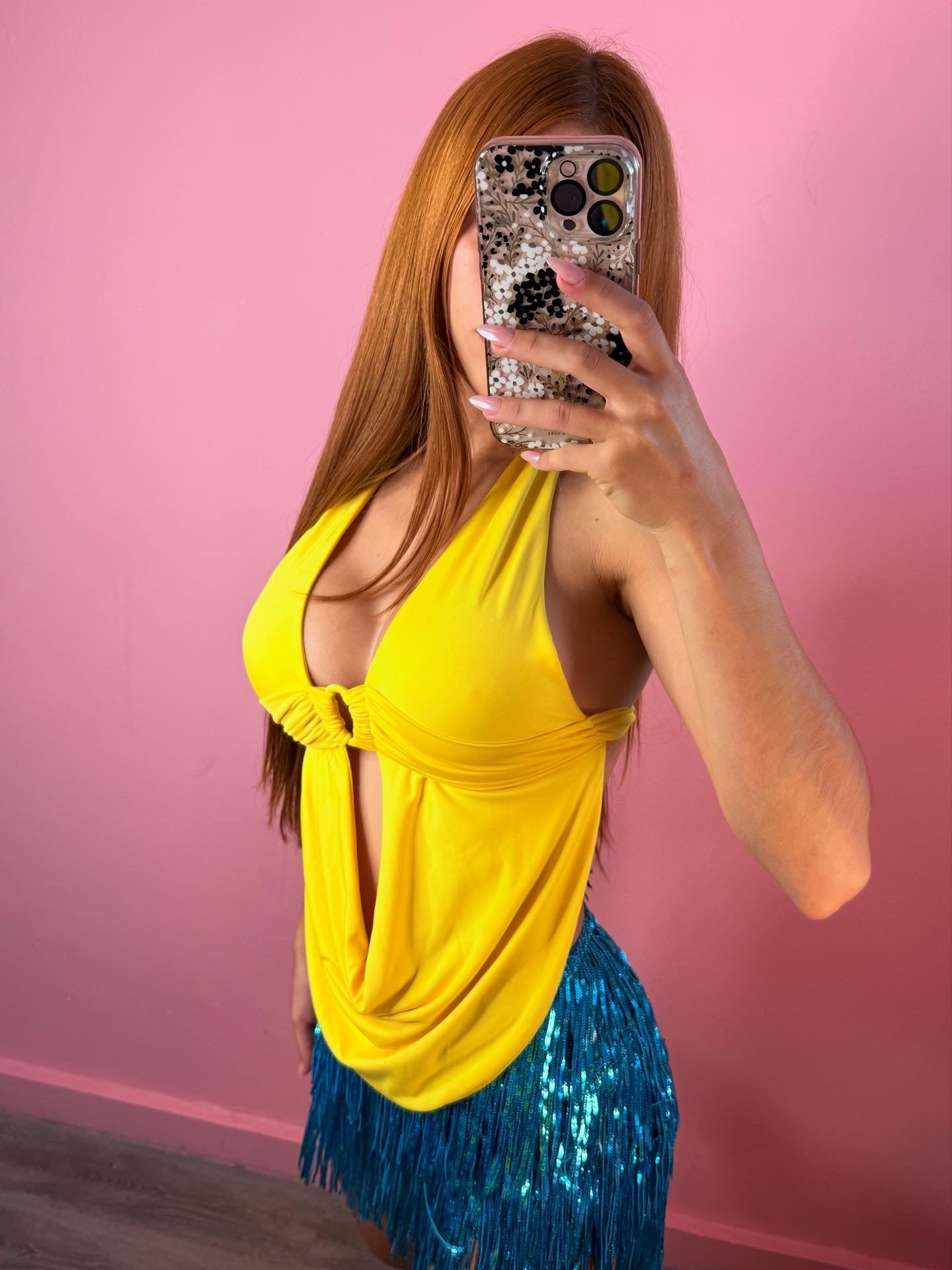 YELLOW HALTER TOP