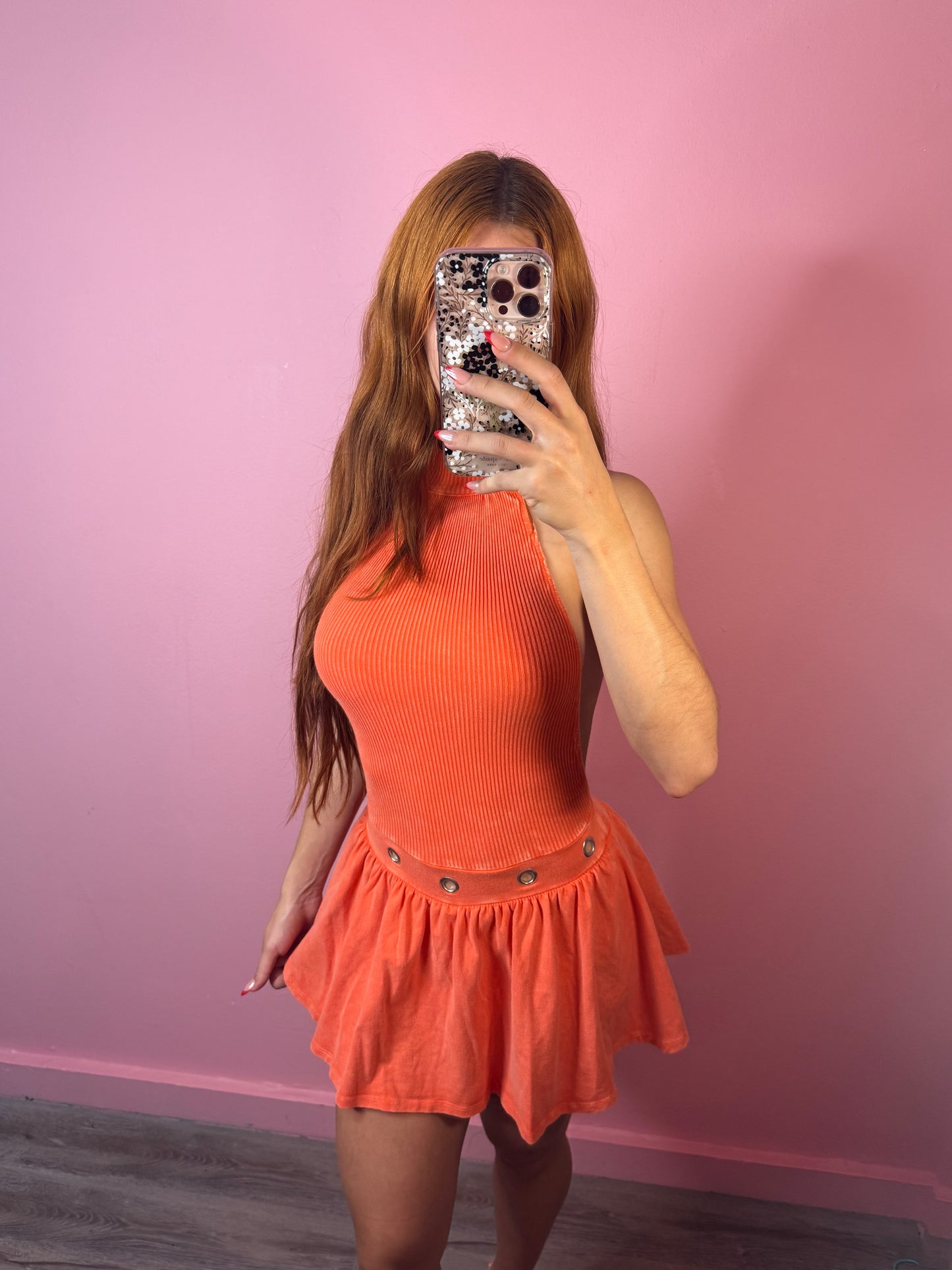 BRIGHT ORANGE MINERAL ROMPER