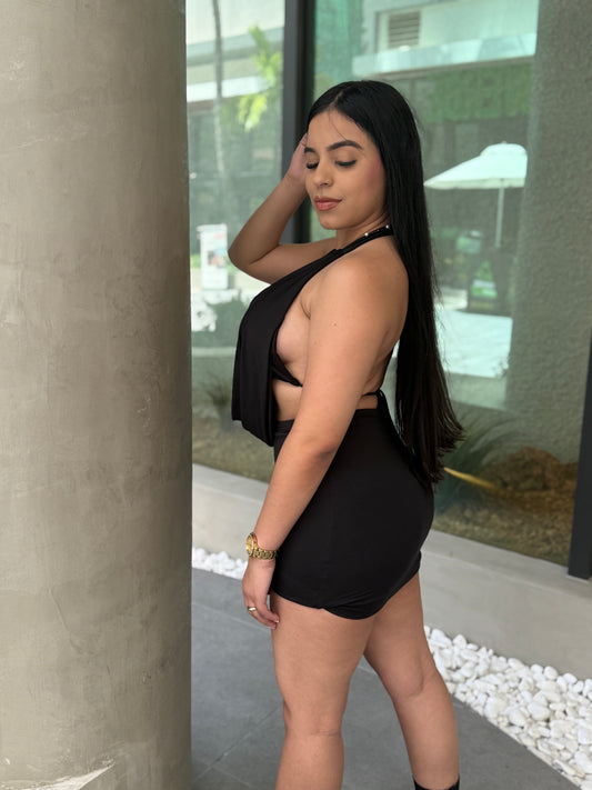 Black mini skirt
