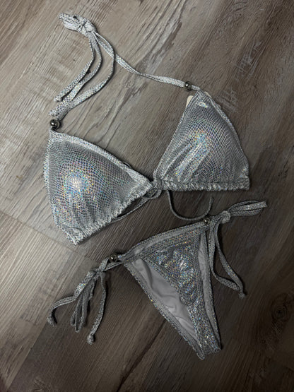 SILVER BIKINI THONG