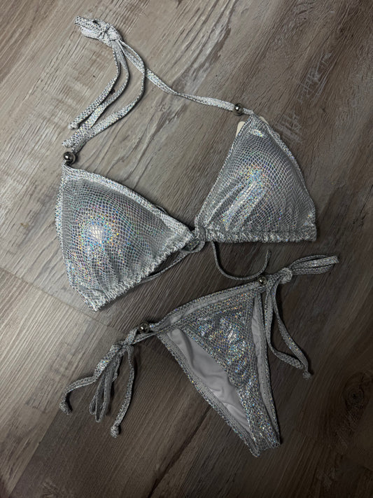 SILVER BIKINI THONG