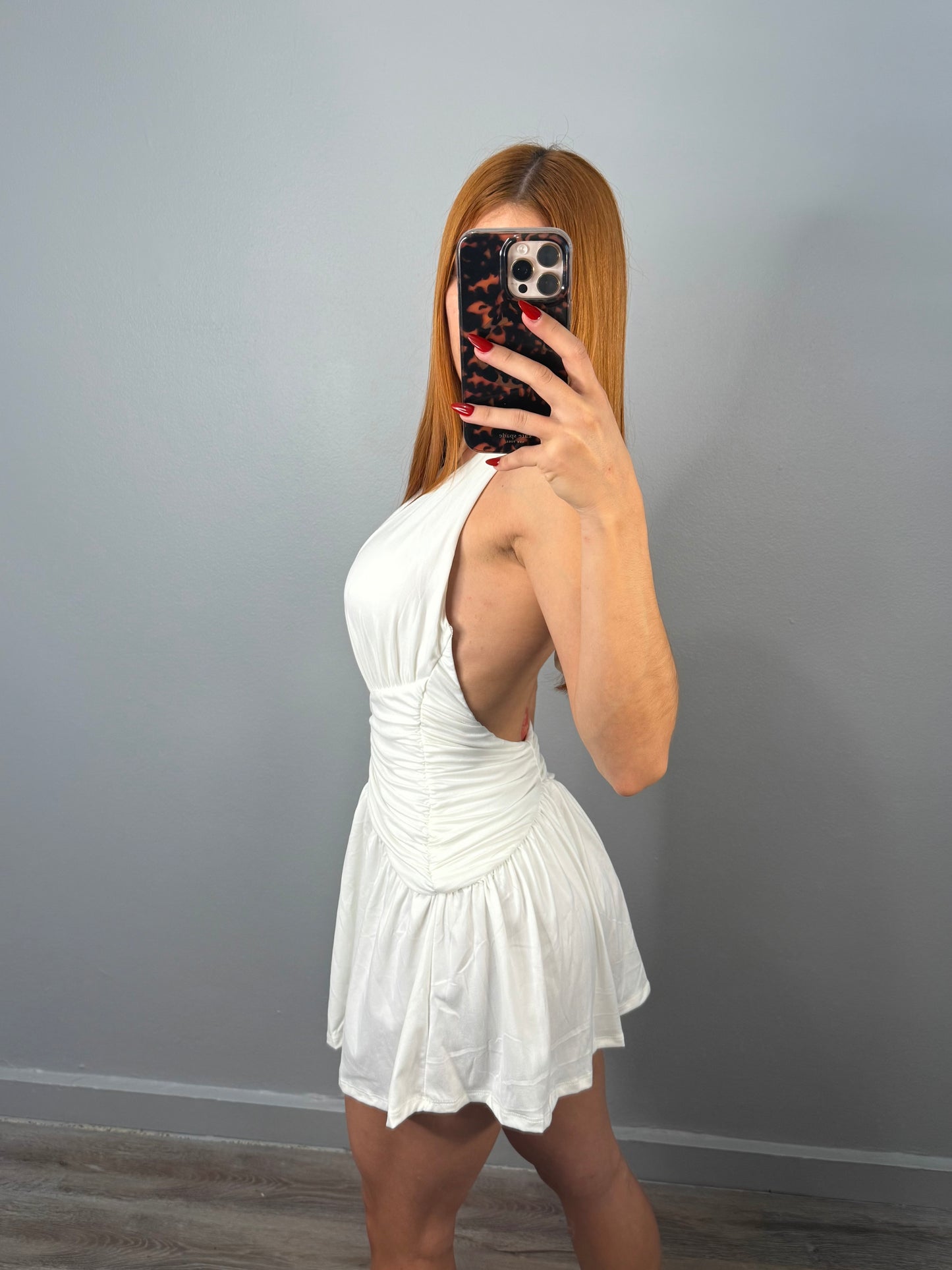 WHITE HALTER DRESS