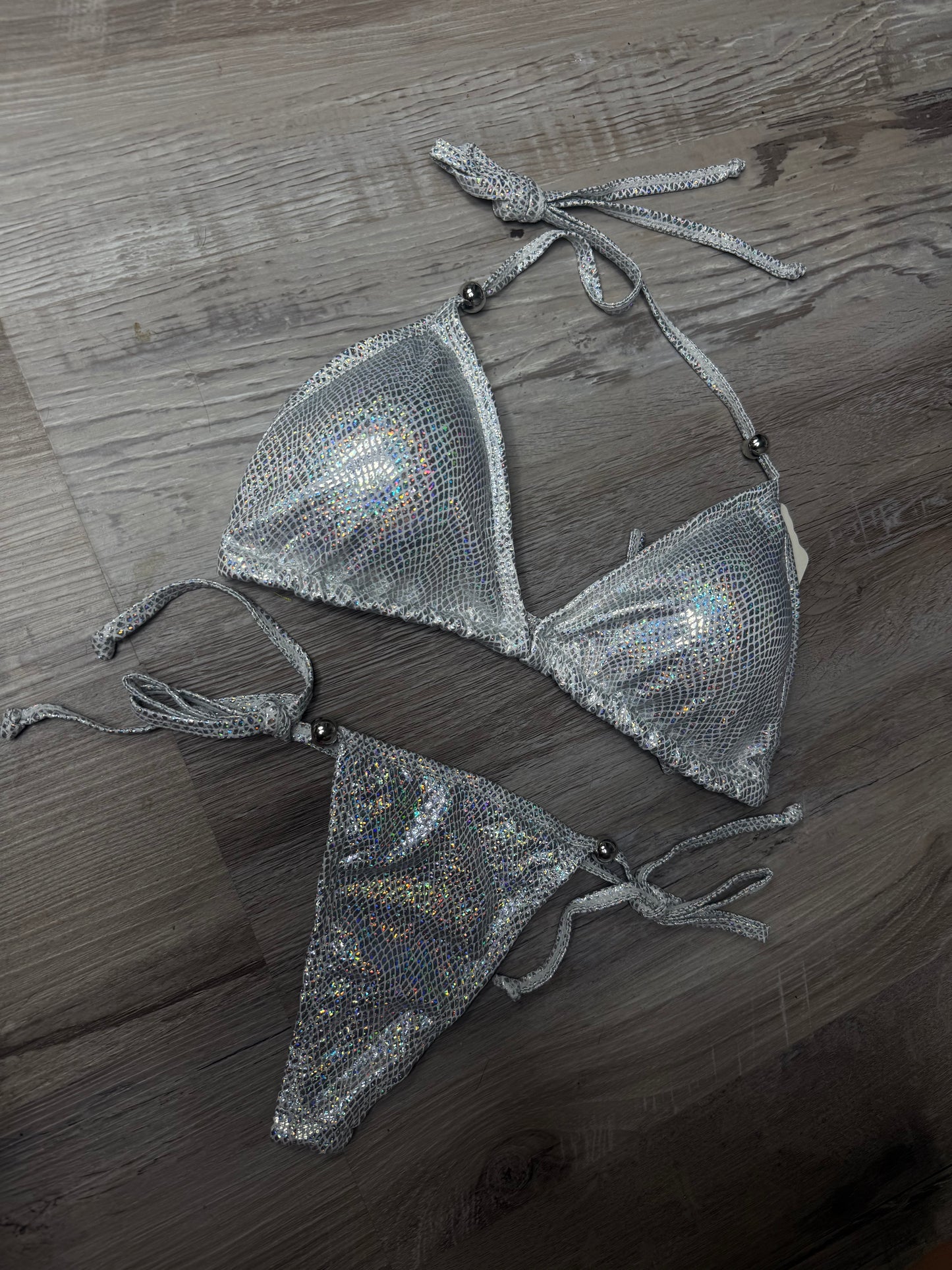 SILVER BIKINI THONG